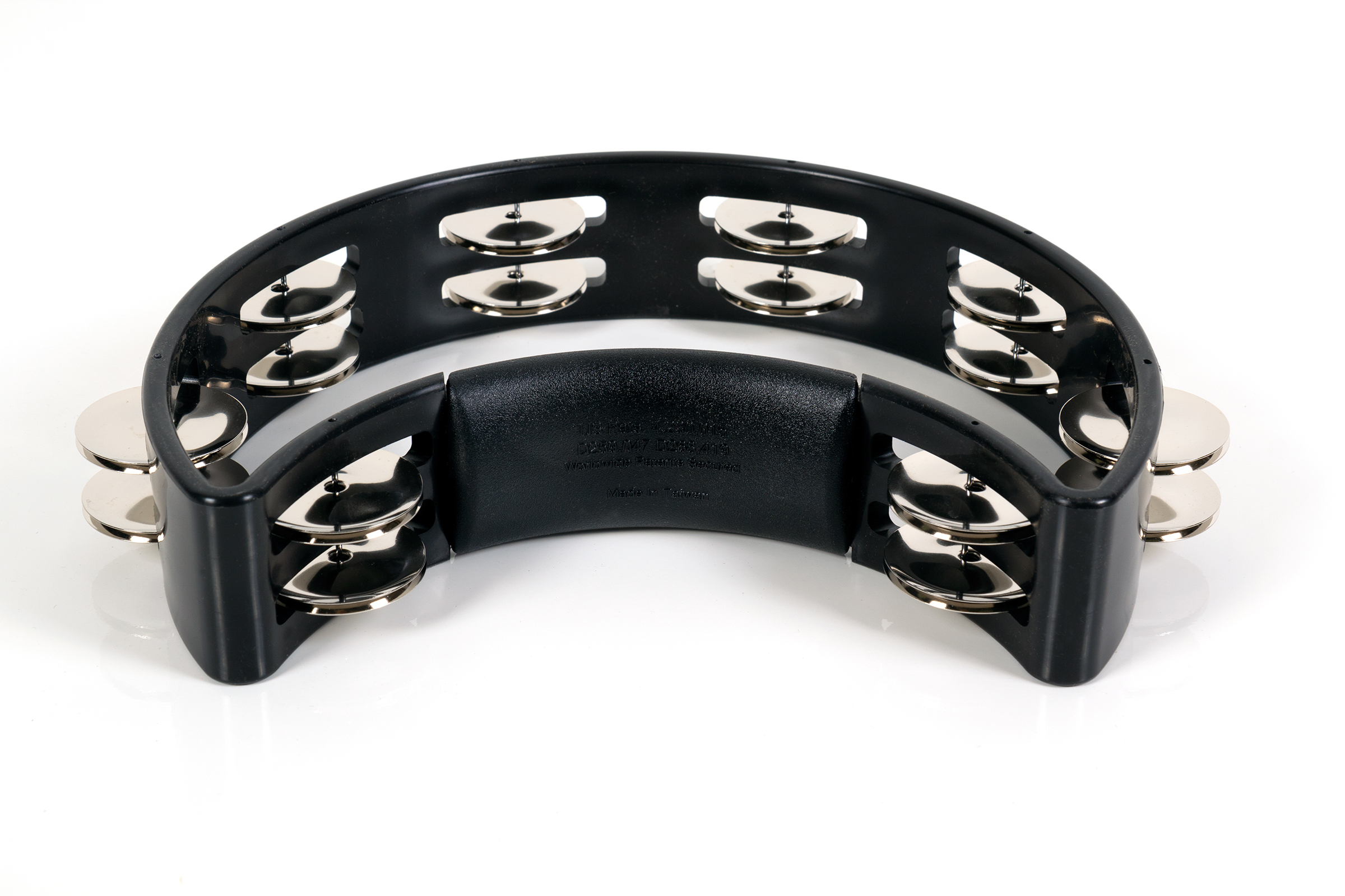 Rhythm Tech RT1010 Tambourine. Black with Double Row Nickel Jingles